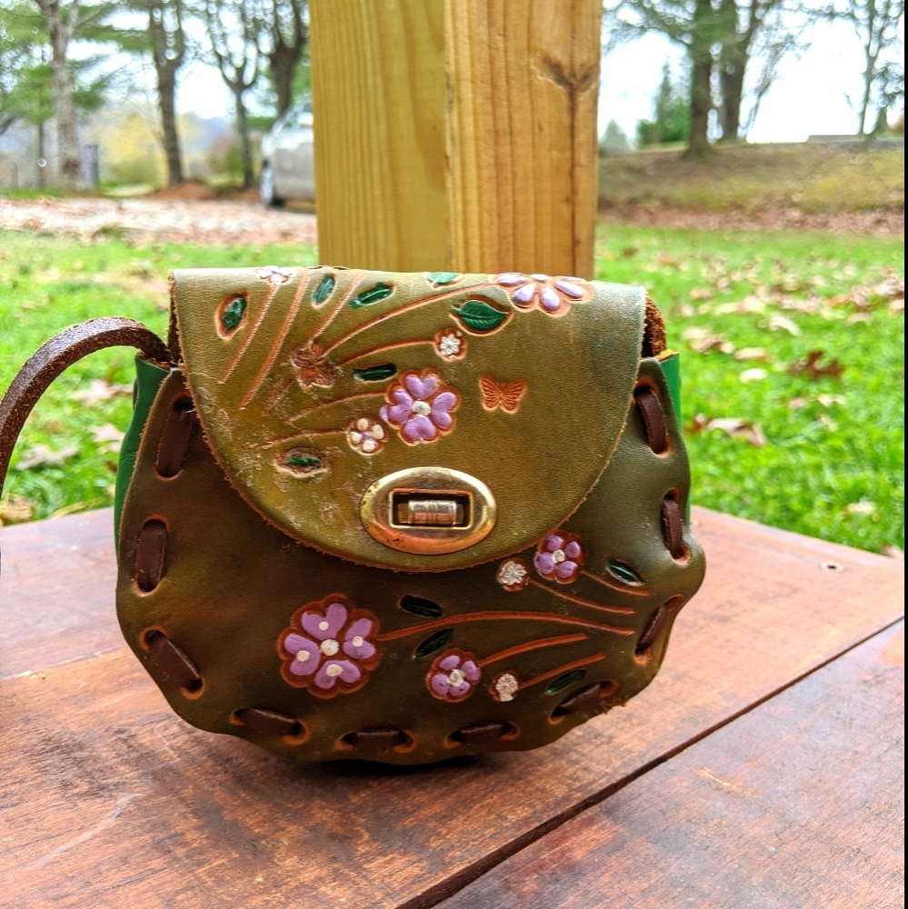 Leather flower purse